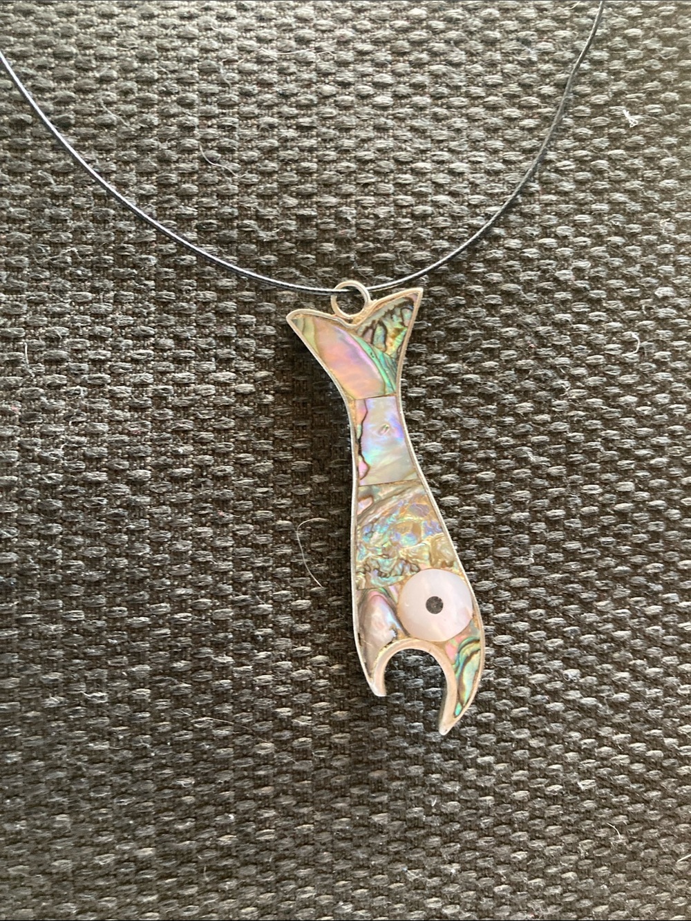 Abalone Fish Pendant Necklace - Iridescent Shell